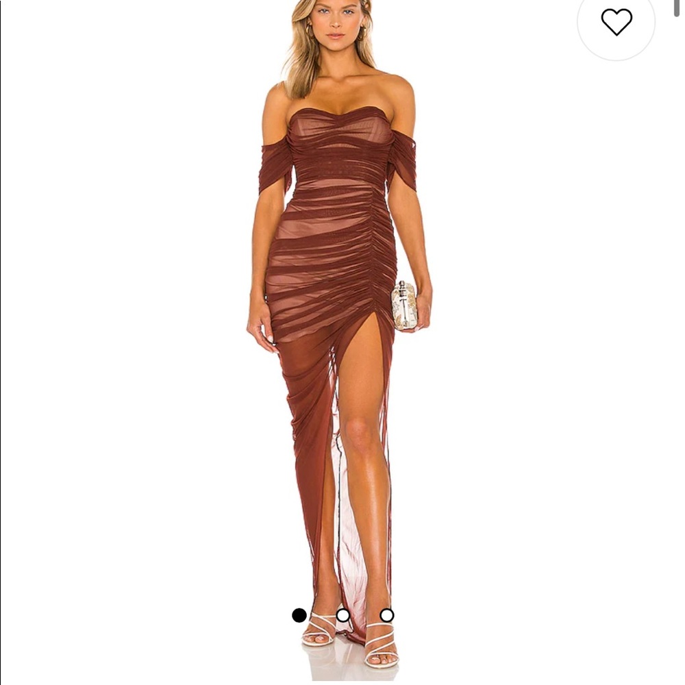 COPY - COPY - Dita Mesh Gown in Chocolate & Nude